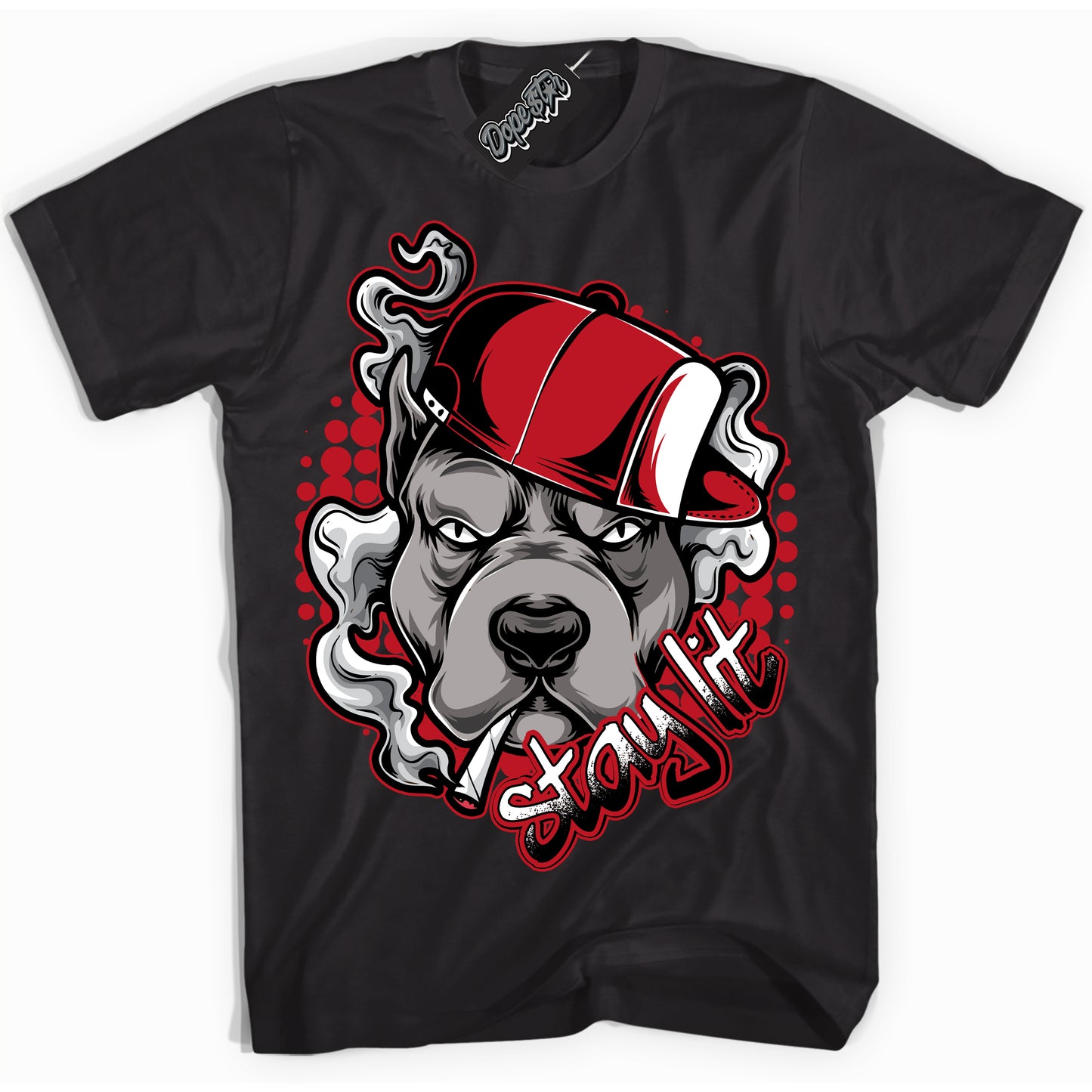Cool Black Shirt with “Stay Lit” design that perfectly matches the Trophy Room 1s Jordans.