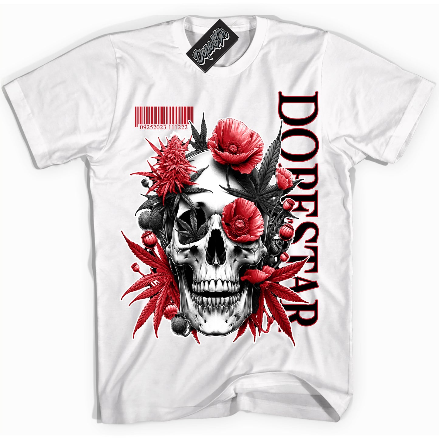 Cool White Shirt with “Skull Poppies” design that perfectly matches the Trophy Room 1s Jordans.