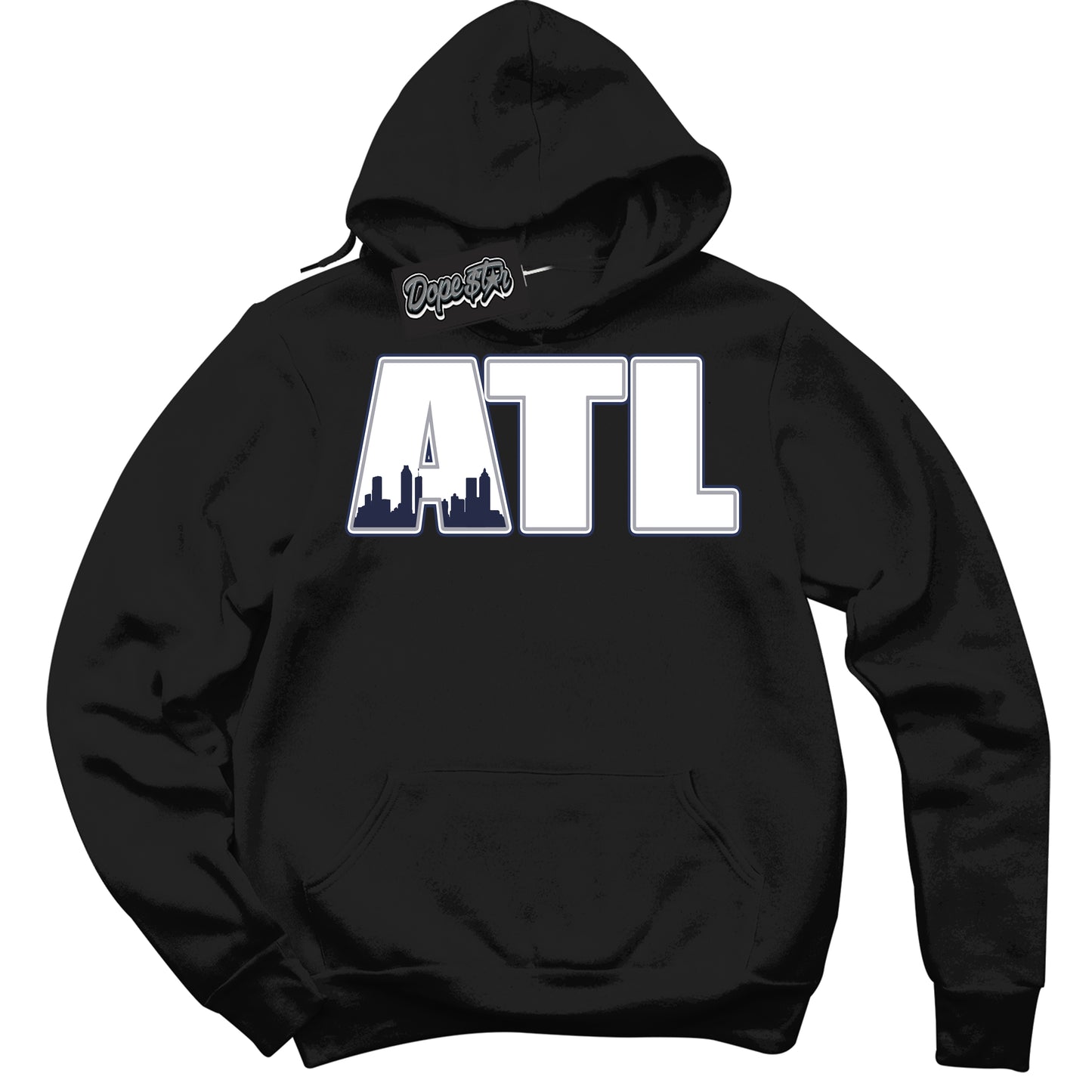 Cool Black Hoodie with “Atlanta” design that Perfectly Matches Midnight Navy 3s Jordans.