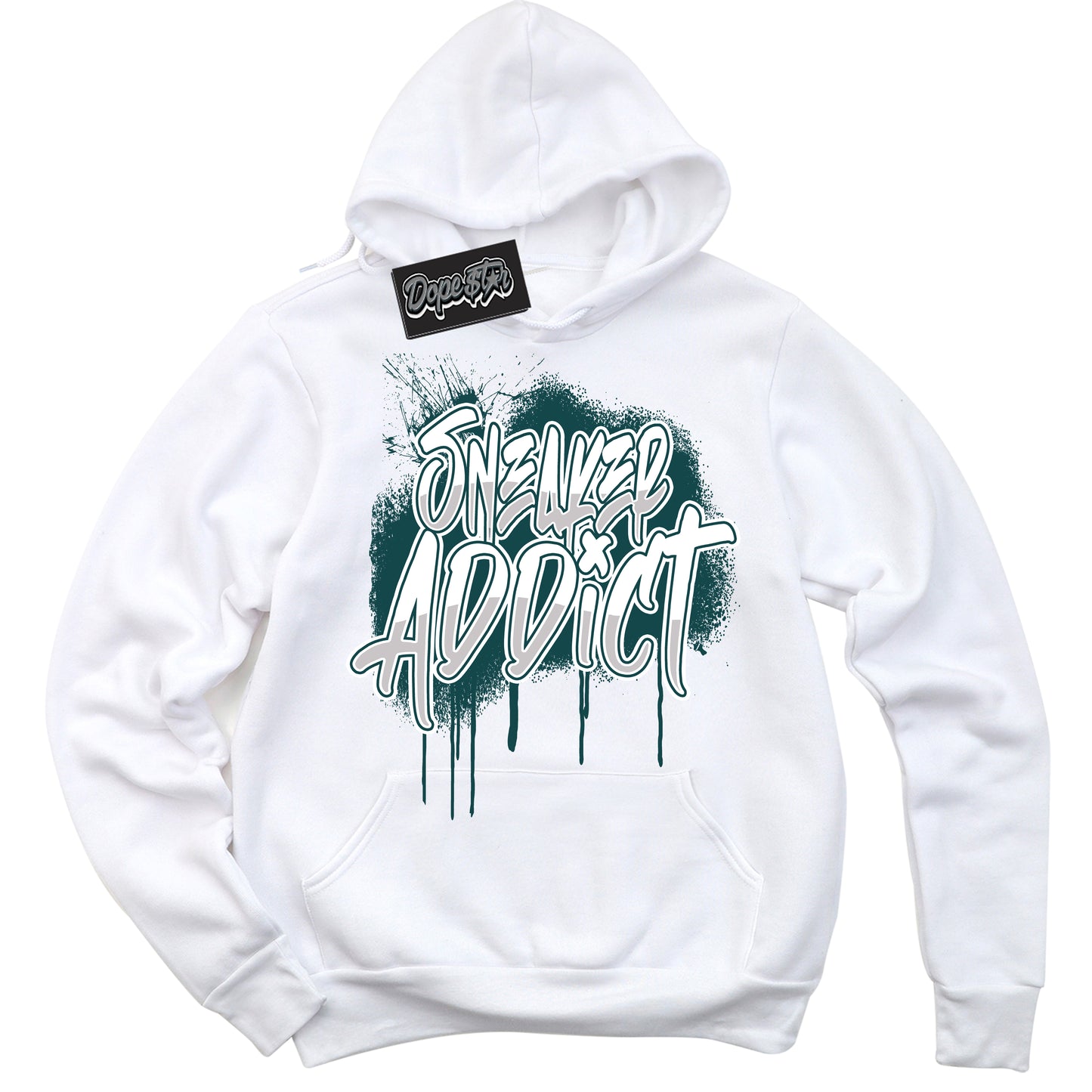 Cool White Shirt with “ Sneaker Addict” design that perfectly matches Oxidized Green 4s Jordans.