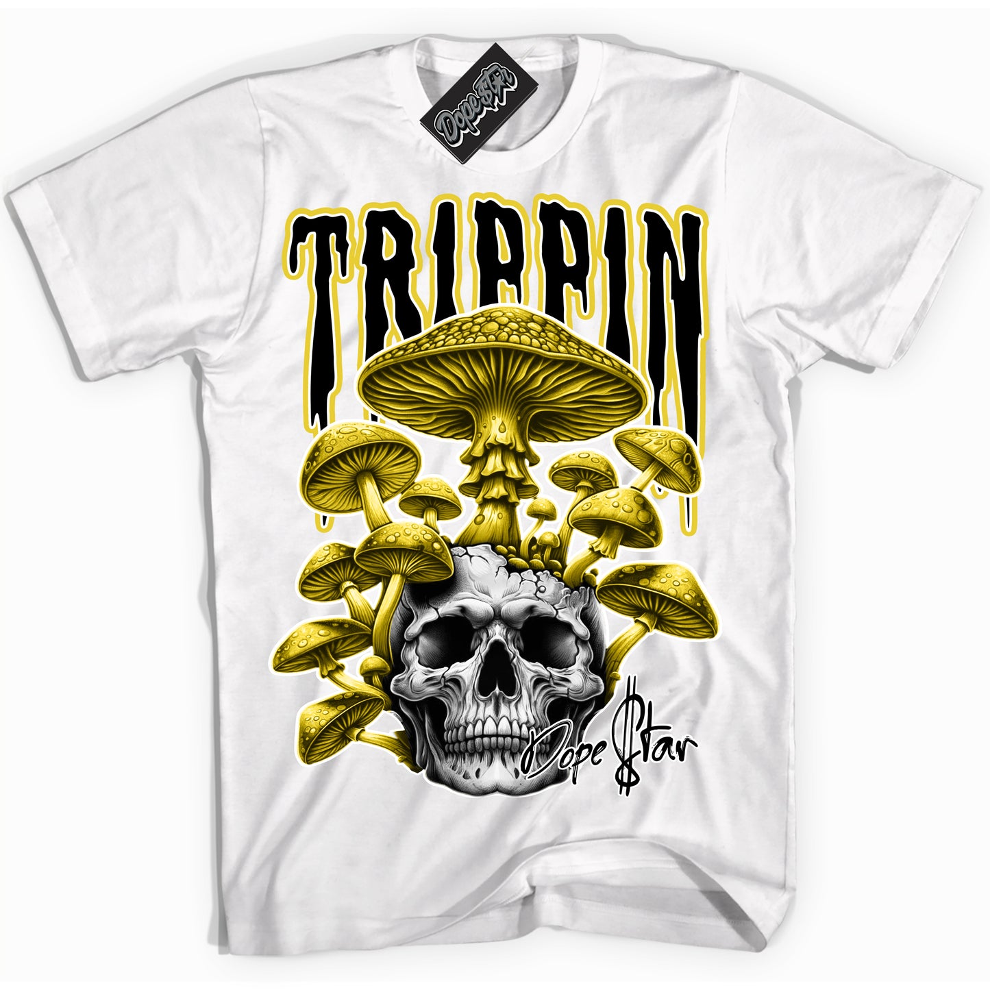 Cool White Shirt with “Trippin” design that perfectly matches Vivid Sulfur 4s.