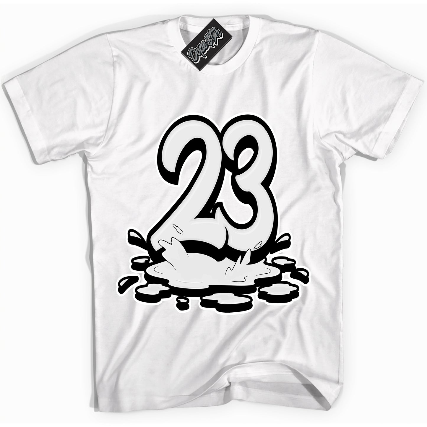 Cool White Shirt with “23 Melting” design that perfectly matches the White Thunder 4s Jordans.