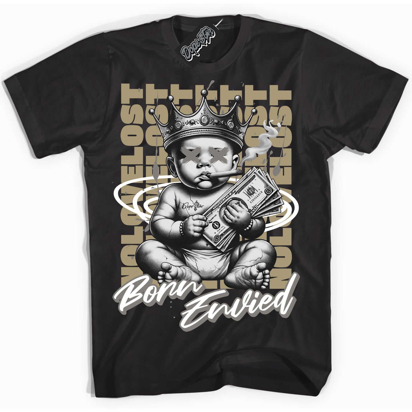 Cool Black Shirt with “Born Envied” design that perfectly matches Craft Ivory 13s.