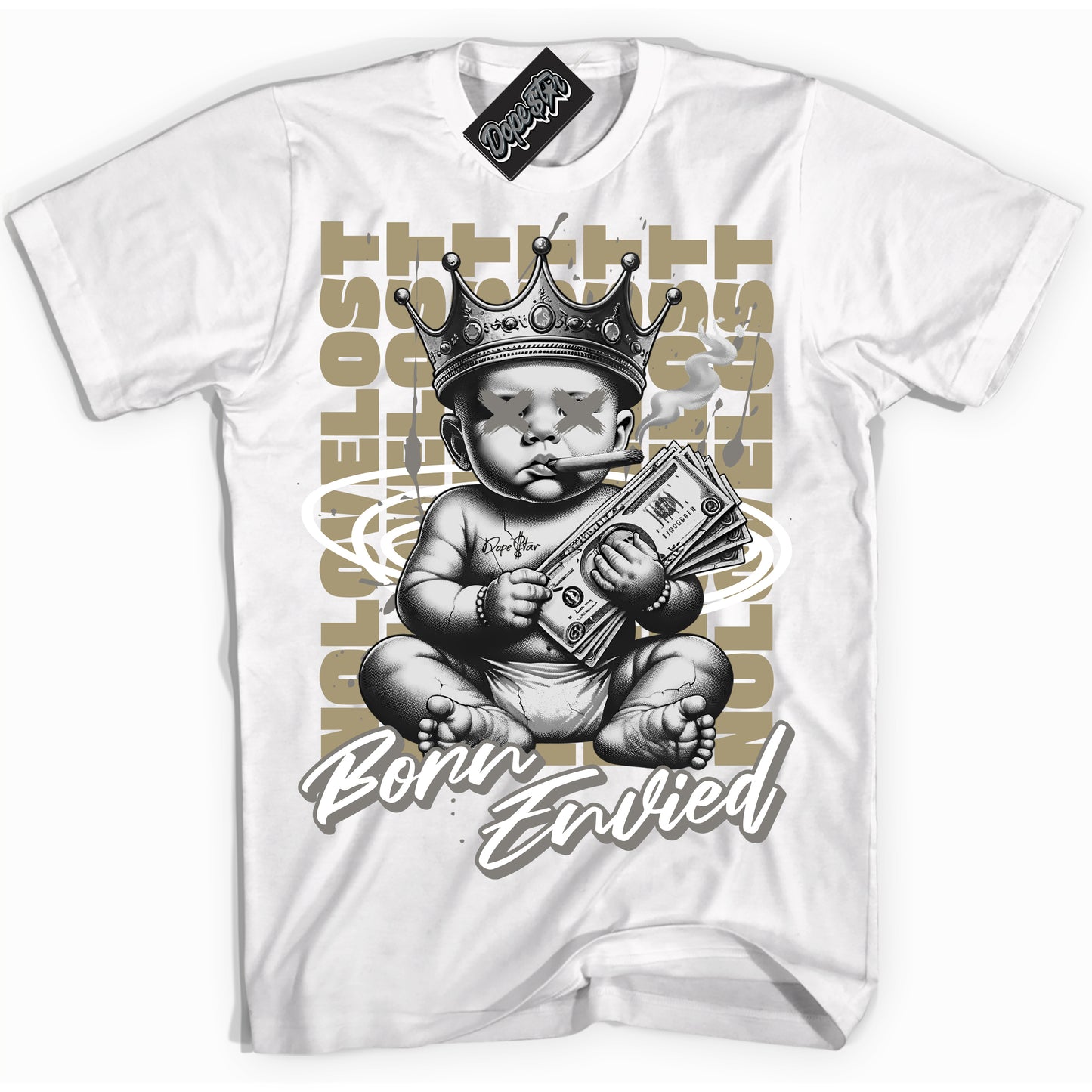 Cool White Shirt with “Born Envied” design that perfectly matches Craft Ivory 13s.