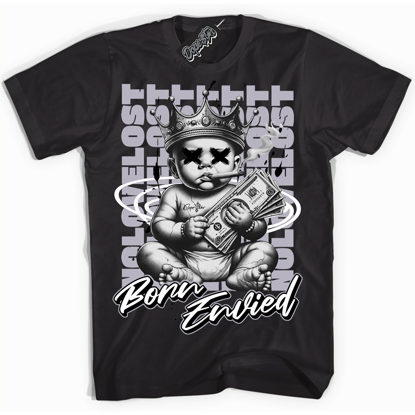 Cool Black Shirt with “Born Envied” design that perfectly matches Barons 1s.