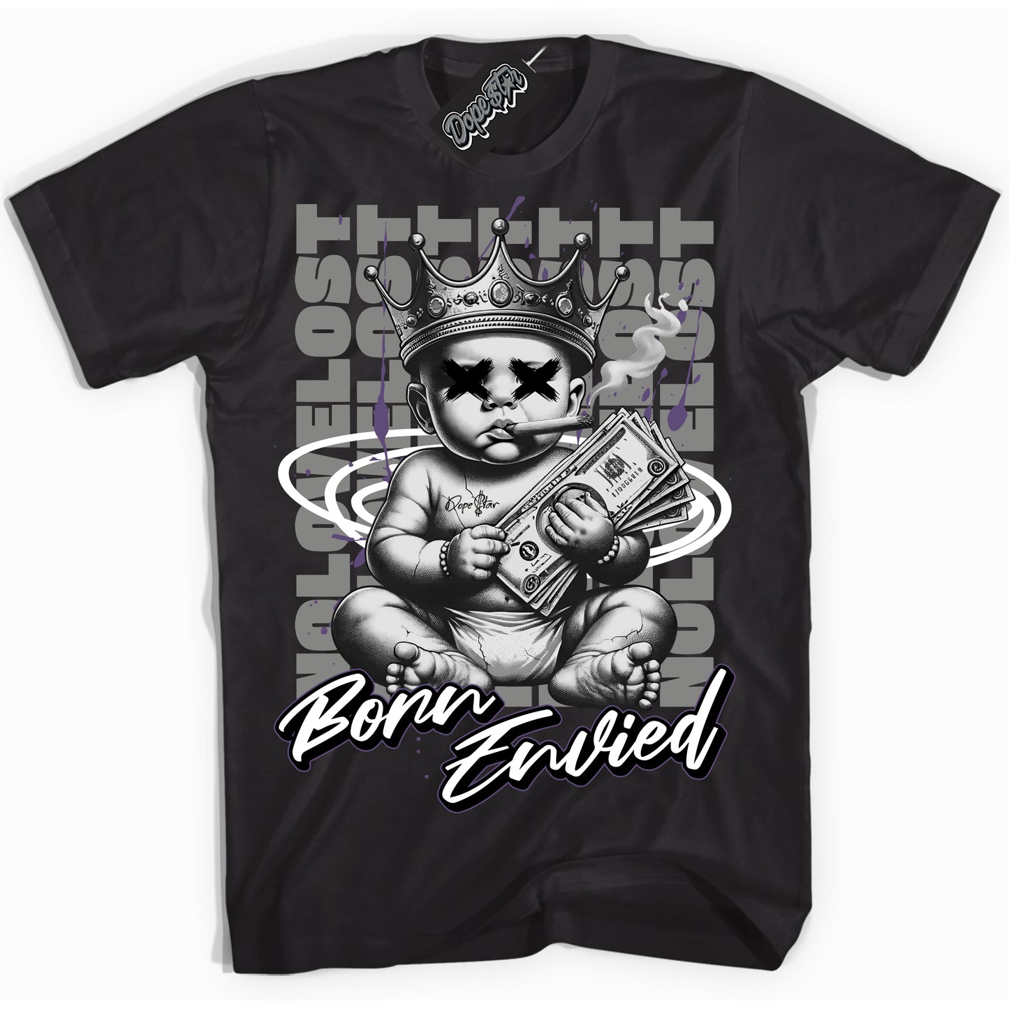Cool Black Shirt with “Born Envied” design that perfectly matches Punk Rock 1s.