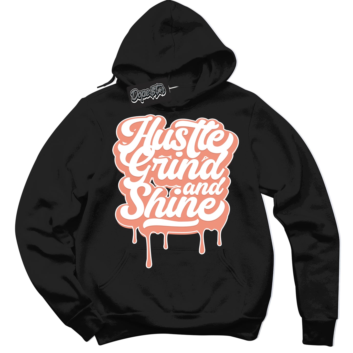 Cool Black Hoodie with “Hustle Grind And Shine” design that Perfectly Matches Light Wild Mango Dunk.