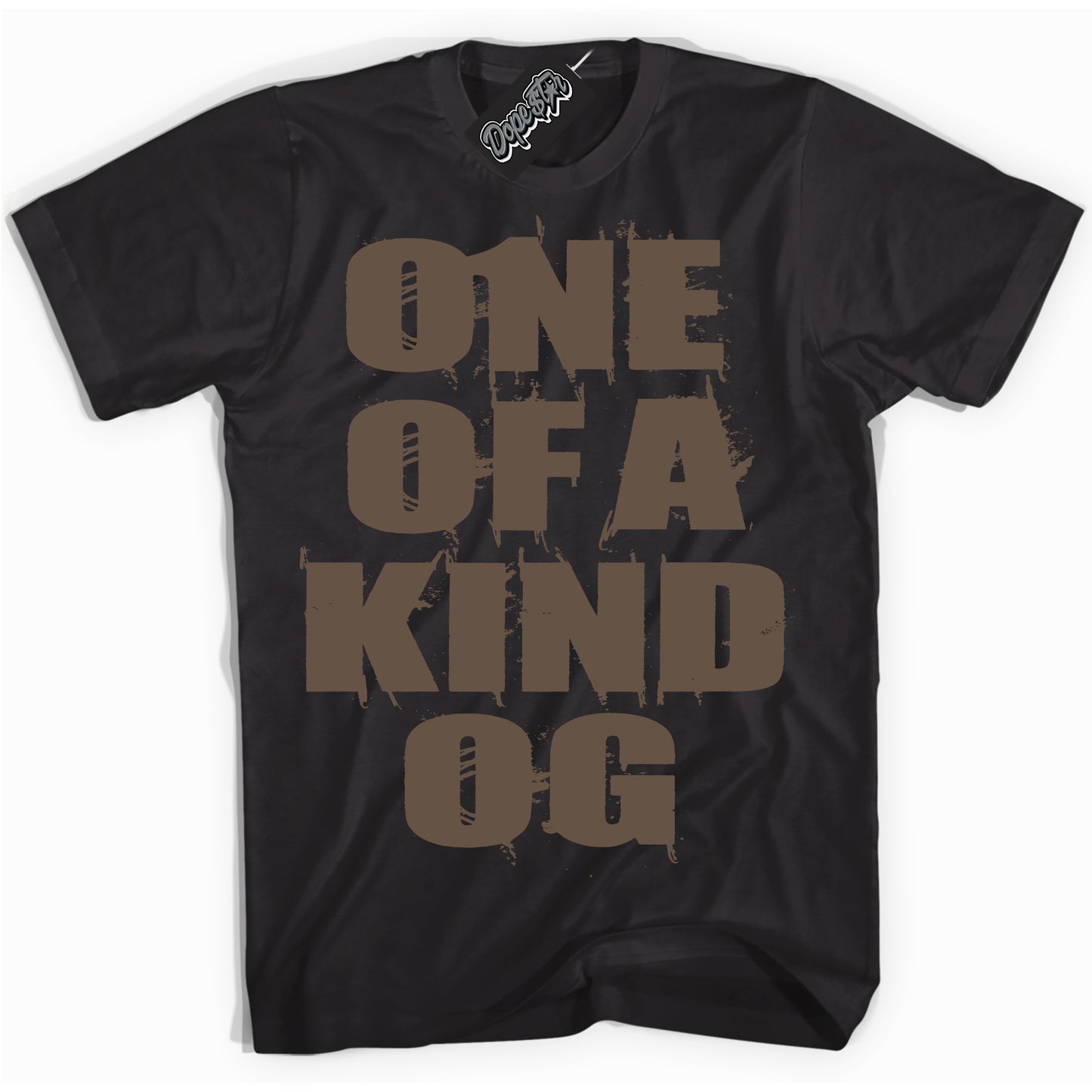 Cool Black Shirt with “One Of A Kind” design that perfectly matches the Jumpman Jack TR Travis Scott Dark Mocha Sneakers.