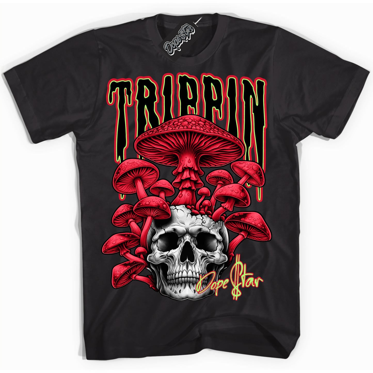 Cool Black Shirt with “Trippin” design that perfectly matches Reverse Grinch 6s.