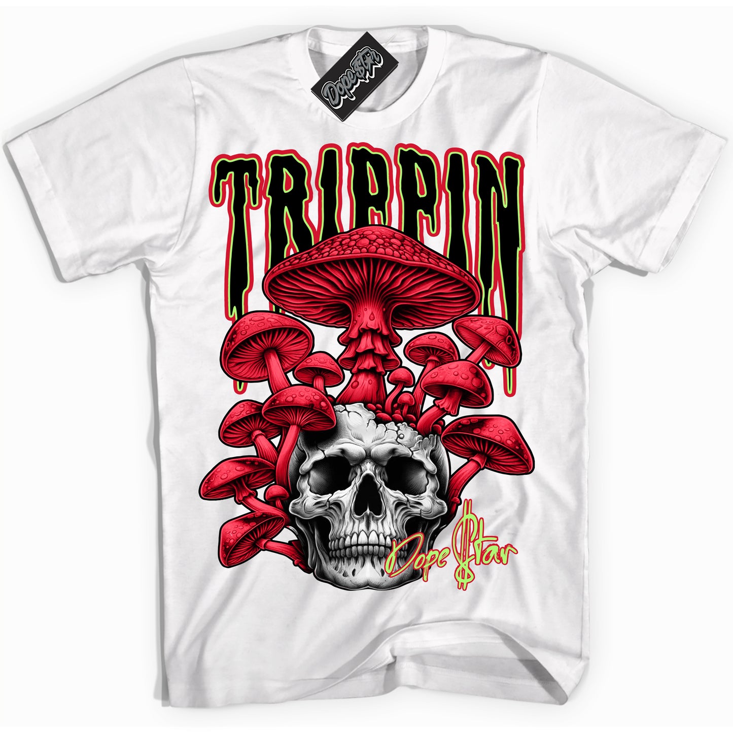 Cool White Shirt with “Trippin” design that perfectly matches Reverse Grinch 6s.