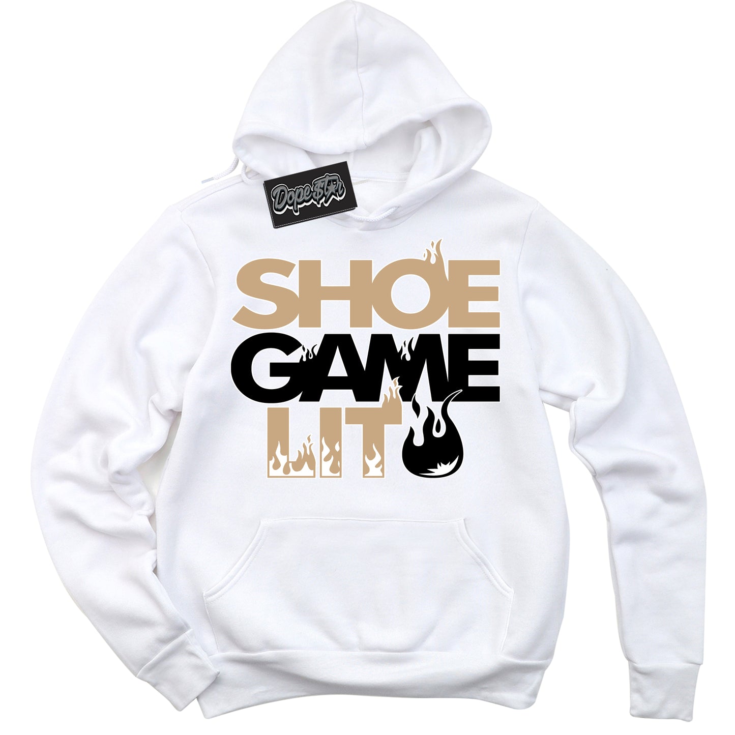 Cool White Hoodie with “Shoe Game Lit” design that Perfectly Matches Black Anthracite Sesame Dunk.