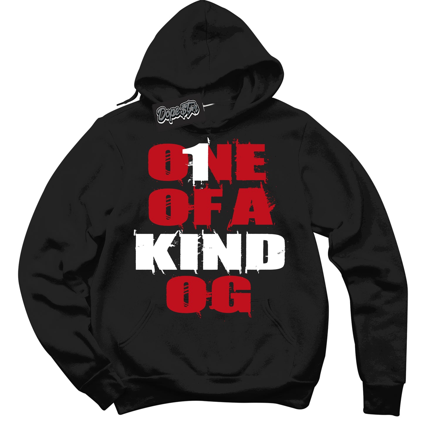 Cool Black Hoodie with “One Of A Kind” design that Perfectly Matches Black Dragon Red Dunk.