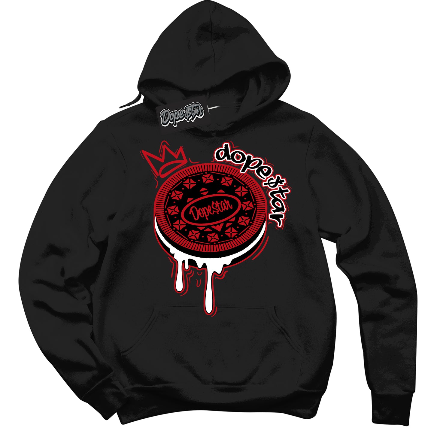 Cool Black Hoodie with “Oreo DS” design that Perfectly Matches Black Dragon Red Dunk.
