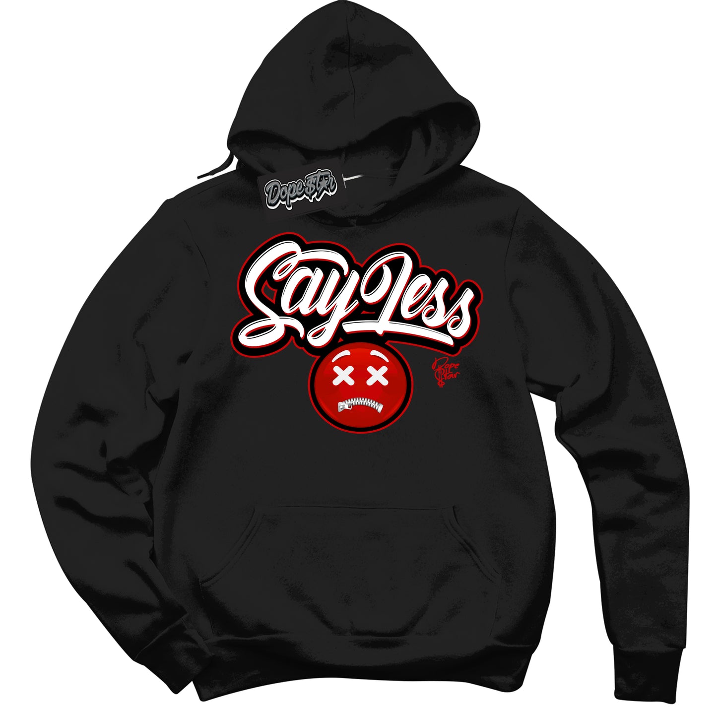 Cool Black Hoodie with “Say Less” design that Perfectly Matches Black Dragon Red Dunk.