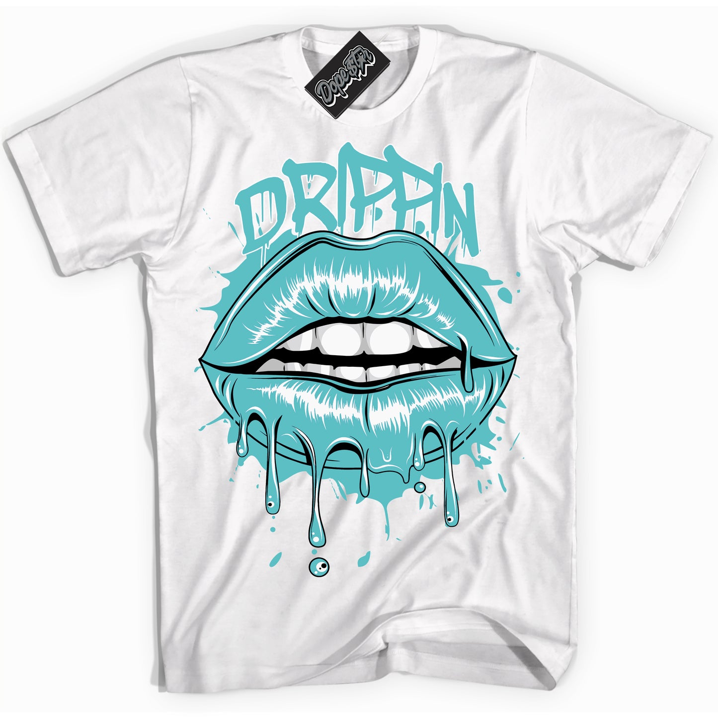 Cool White Shirt with “Drippin” design that perfectly matches Black Dusty Cactus Dunk.