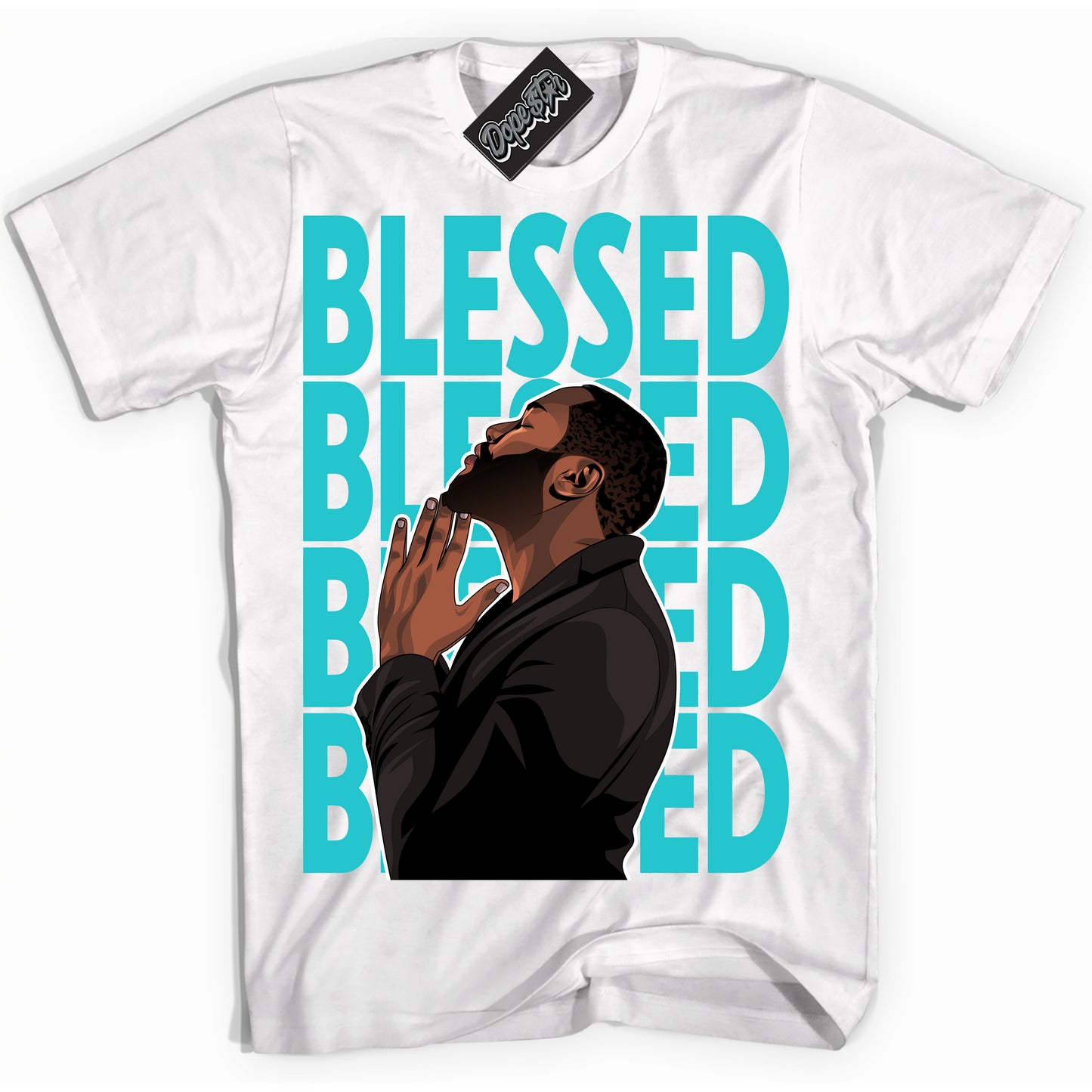 Cool White Shirt with “God Blessed” design that perfectly matches Black Dusty Cactus Dunk.
