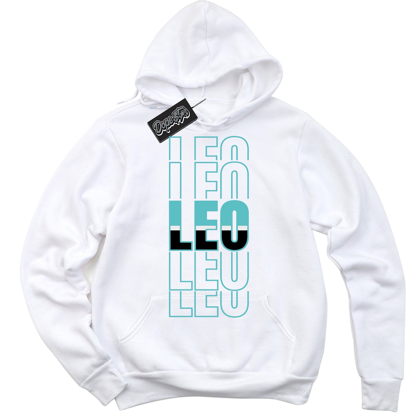 Cool White Hoodie with “Leo” design that Perfectly Matches Black Dusty Cactus Dunk.