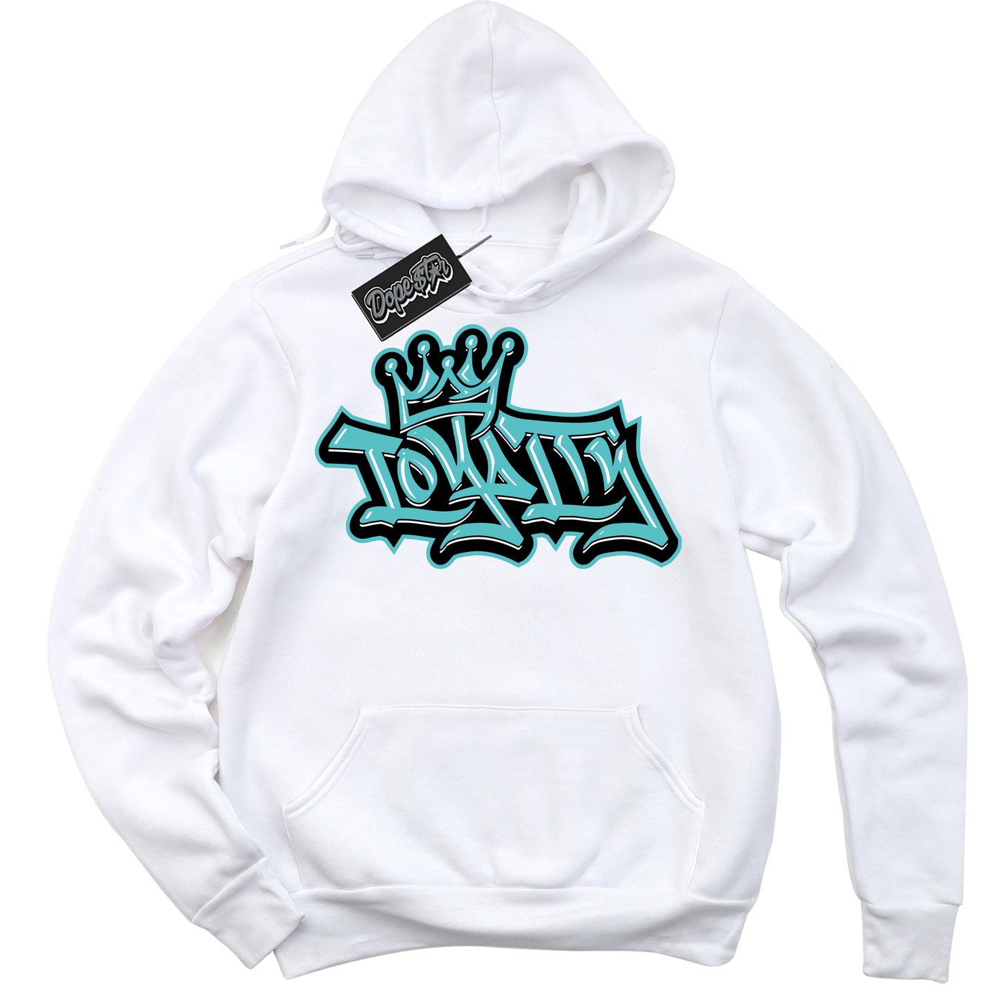 Cool White Hoodie with “Loyalty Crown” design that Perfectly Matches Black Dusty Cactus Dunk.