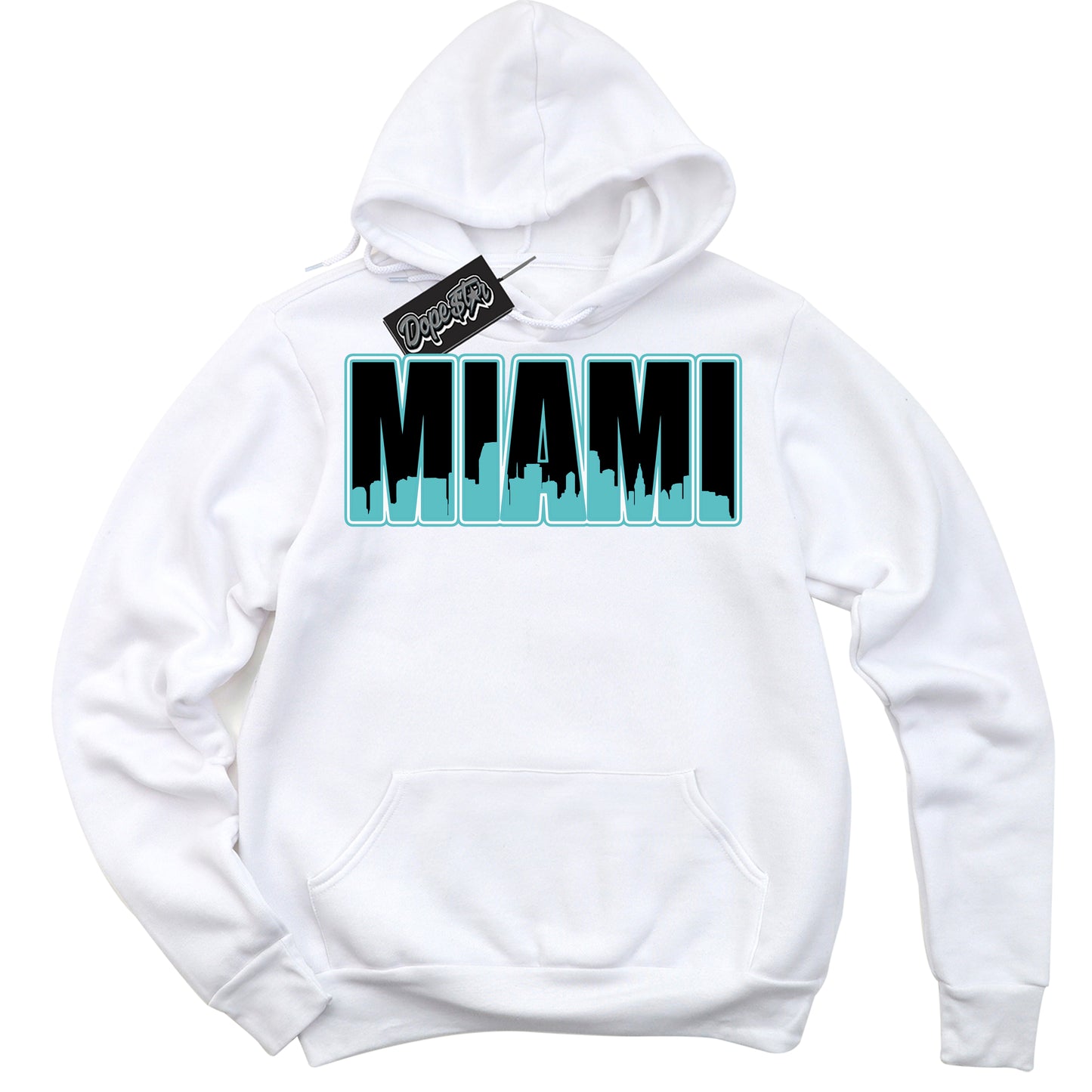 Cool White Hoodie with “Miami” design that Perfectly Matches Black Dusty Cactus Dunk.