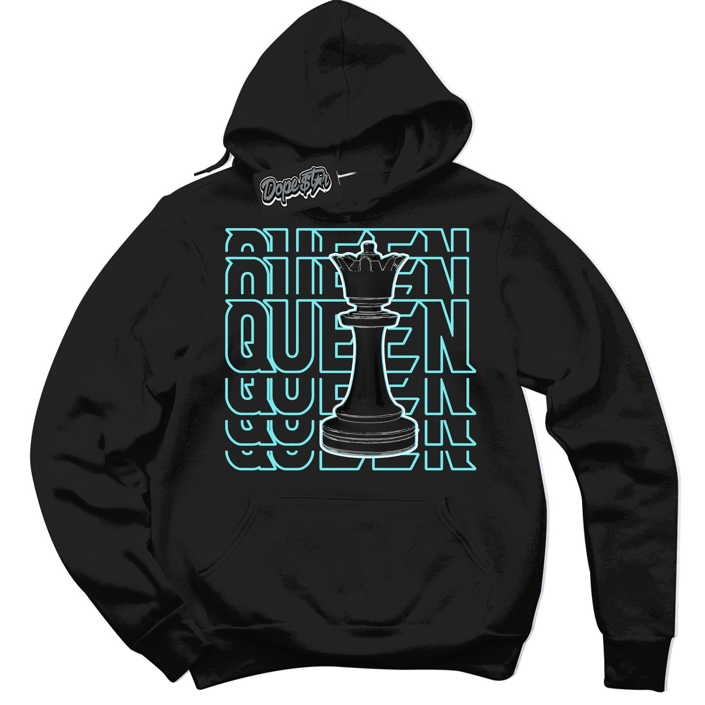 Cool Black Hoodie with “Queen Chess” design that Perfectly Matches Black Dusty Cactus Dunk.