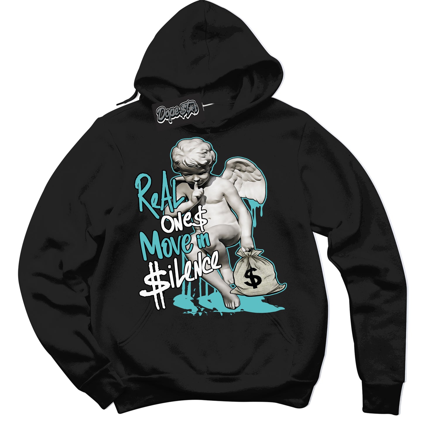 Cool Black Hoodie with “Real Ones Cherub” design that Perfectly Matches Black Dusty Cactus Dunk.