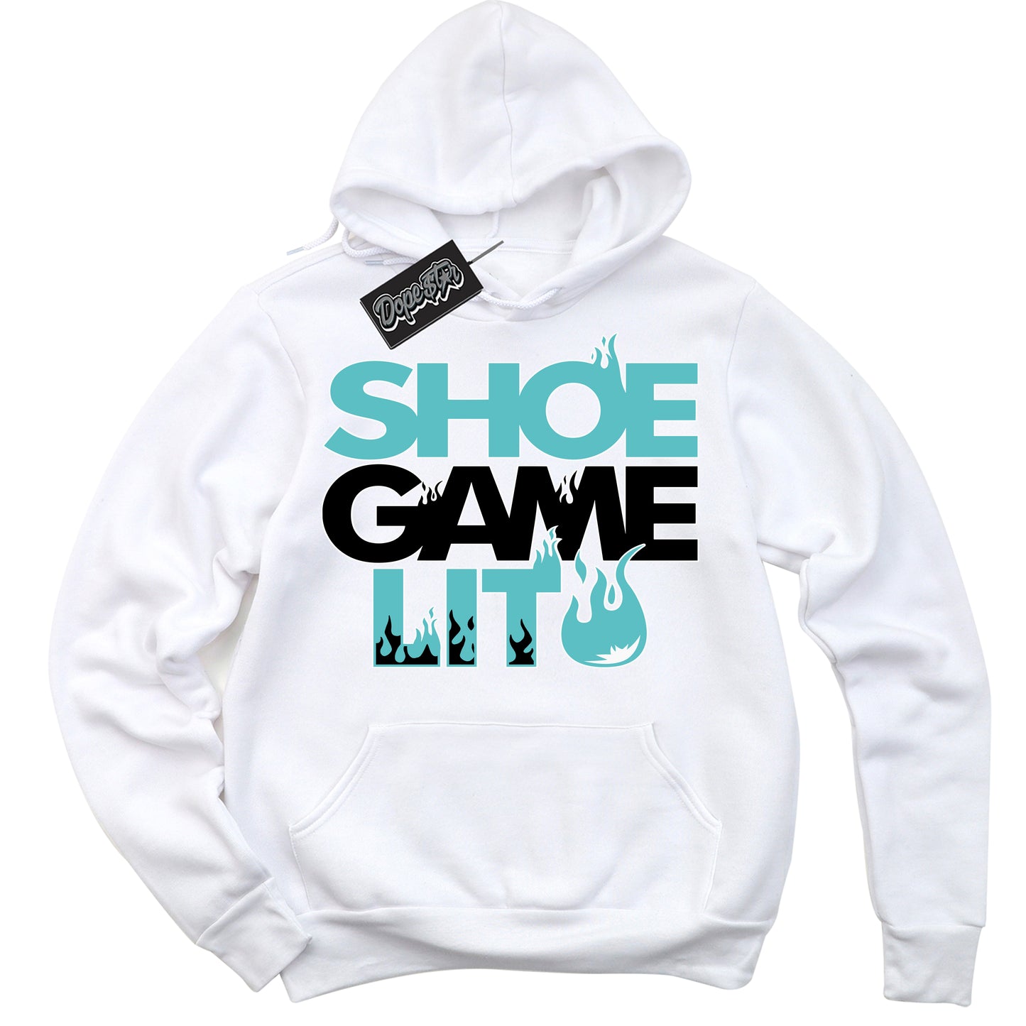 Cool White Hoodie with “Shoe Game Lit” design that Perfectly Matches Black Dusty Cactus Dunk.