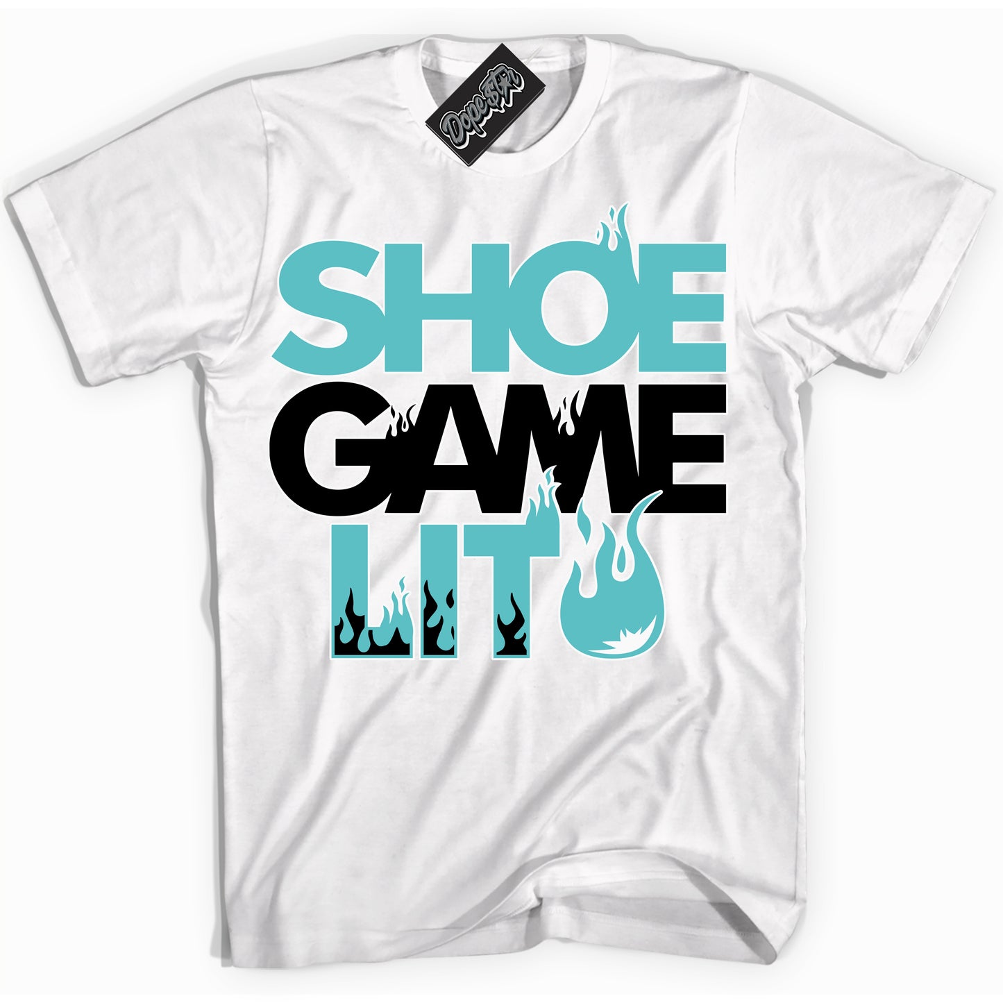 Cool White Shirt with “Shoe Game Lit” design that perfectly matches Black Dusty Cactus Dunk.