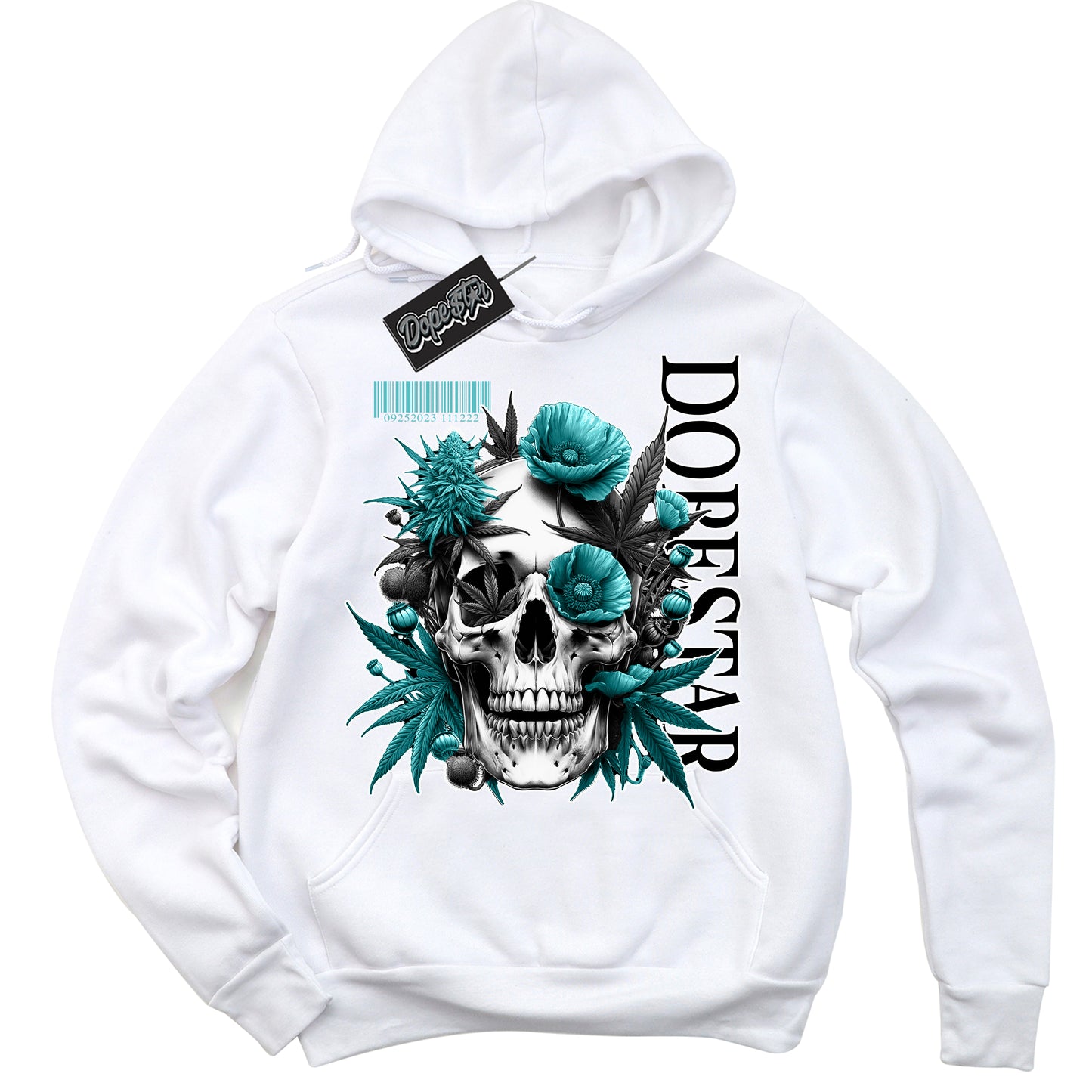 Cool White Hoodie with “Skull Poppies” design that Perfectly Matches Black Dusty Cactus Dunk.