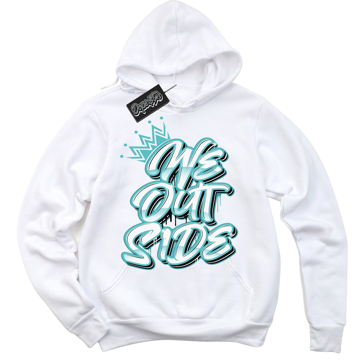 Cool White Hoodie with “We Outside” design that Perfectly Matches Black Dusty Cactus Dunk.