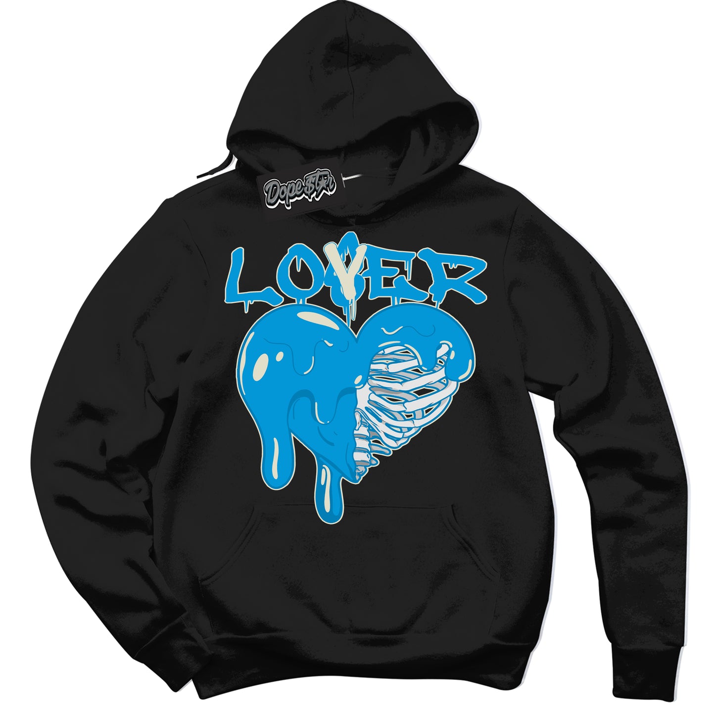 Cool Black Hoodie with “Lover Loser” design that Perfectly Matches Coconut Milk University Blue Dunk.