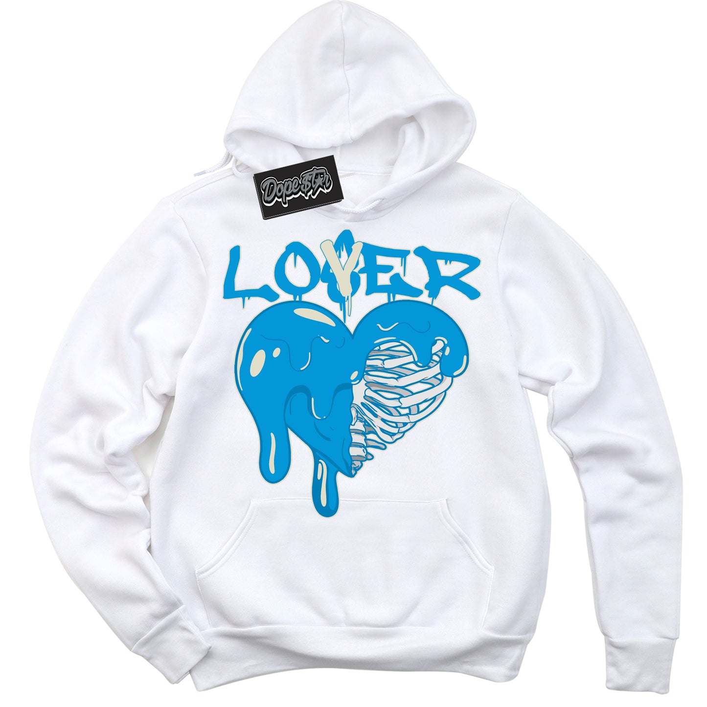 Cool White Hoodie with “Lover Loser” design that Perfectly Matches Coconut Milk University Blue Dunk.
