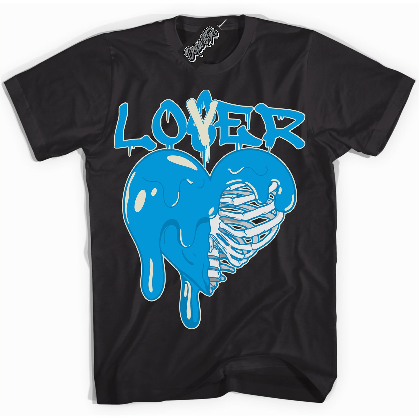 Cool Black Shirt with “Lover Loser” design that perfectly matches Coconut Milk University Blue Dunk.