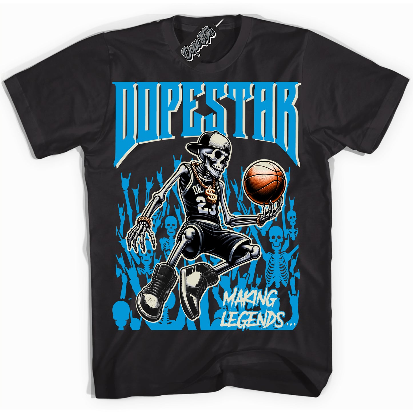 Cool Black Shirt with “Making Legends” design that perfectly matches Coconut Milk University Blue Dunk.