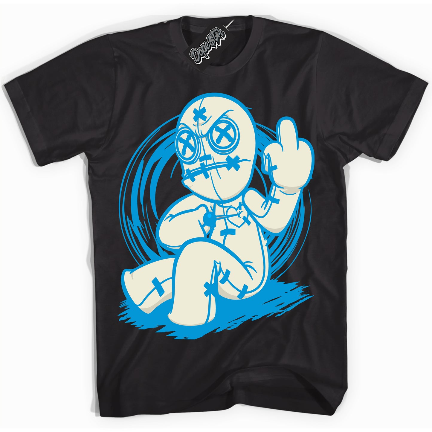 Cool Black Shirt with “Voodoo Doll” design that perfectly matches Coconut Milk University Blue Dunk.