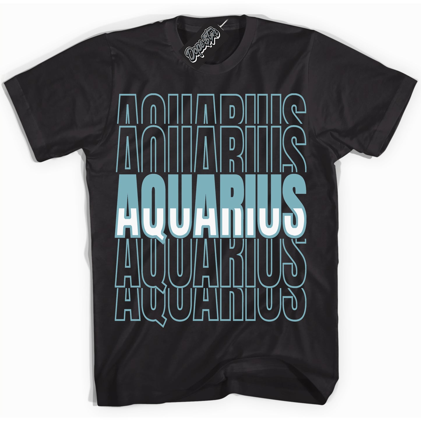Cool Black Shirt with “Aquarius” design that perfectly matches Denim Turquoise Dunk.