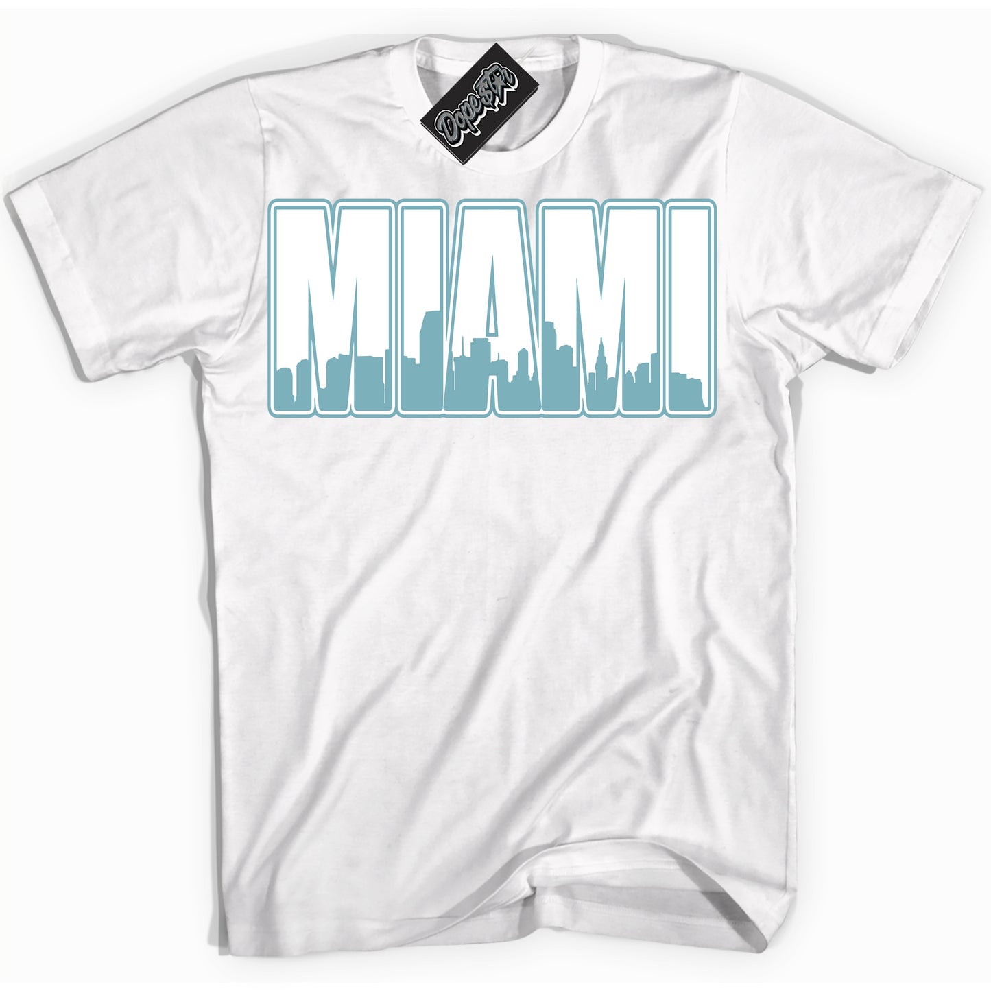 Cool White Shirt with “Miami” design that perfectly matches Denim Turquoise Dunk.