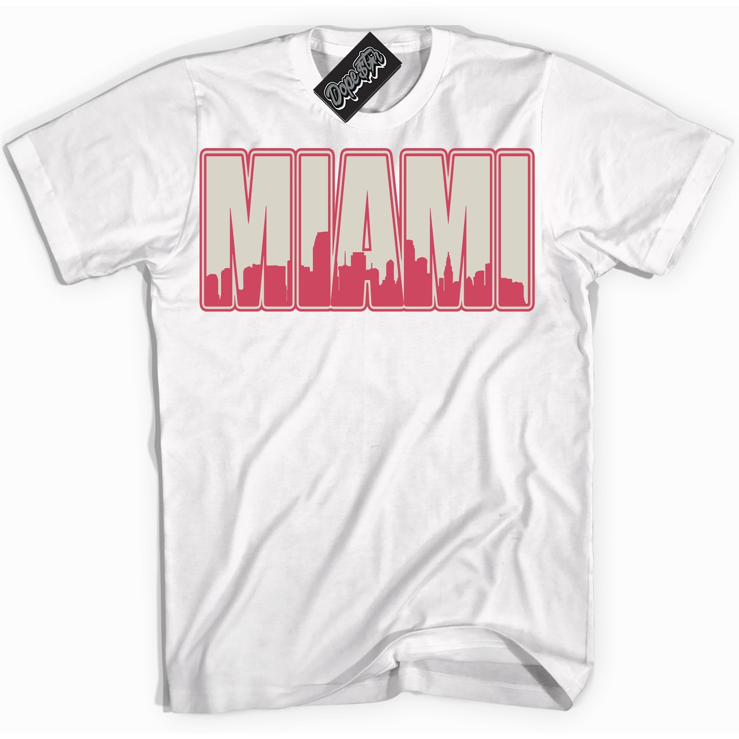 Cool White Shirt with “Miami ” design that perfectly matches Next Nature Aster Pink Dunk.