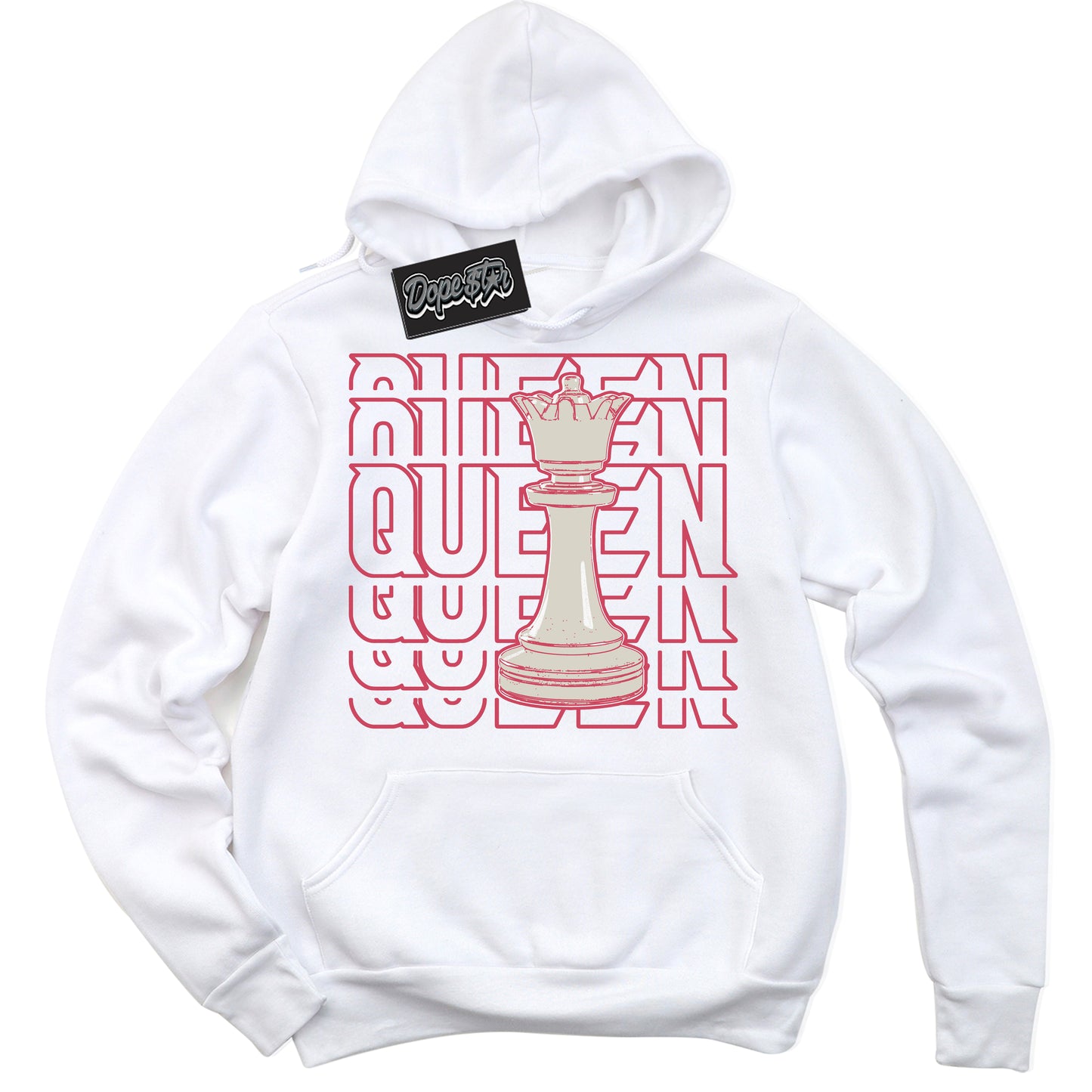 Cool White Hoodie with “Queen Chess” design that Perfectly Matches Next Nature Aster Pink Dunk.