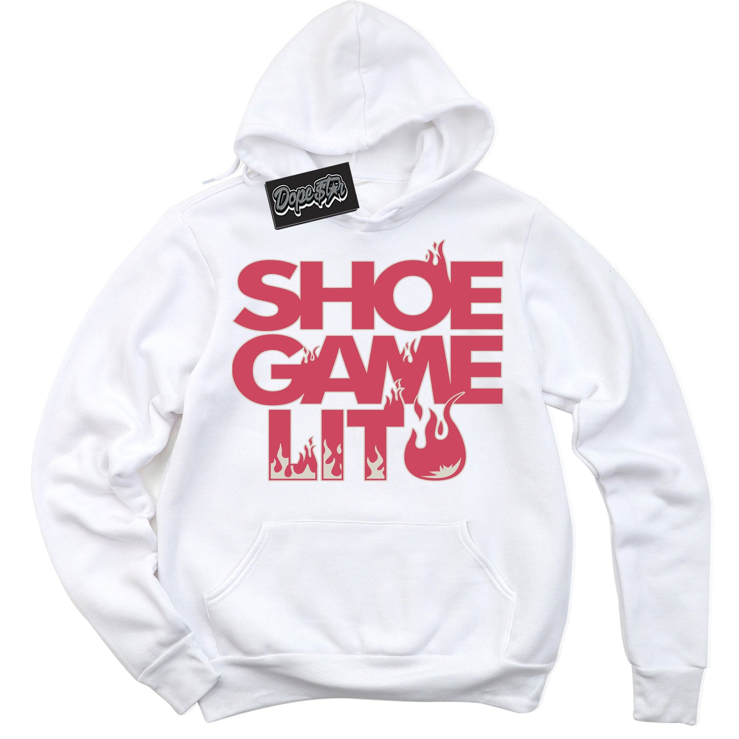 Cool White Hoodie with “Shoe Game Lit ” design that Perfectly Matches Next Nature Aster Pink Dunk.