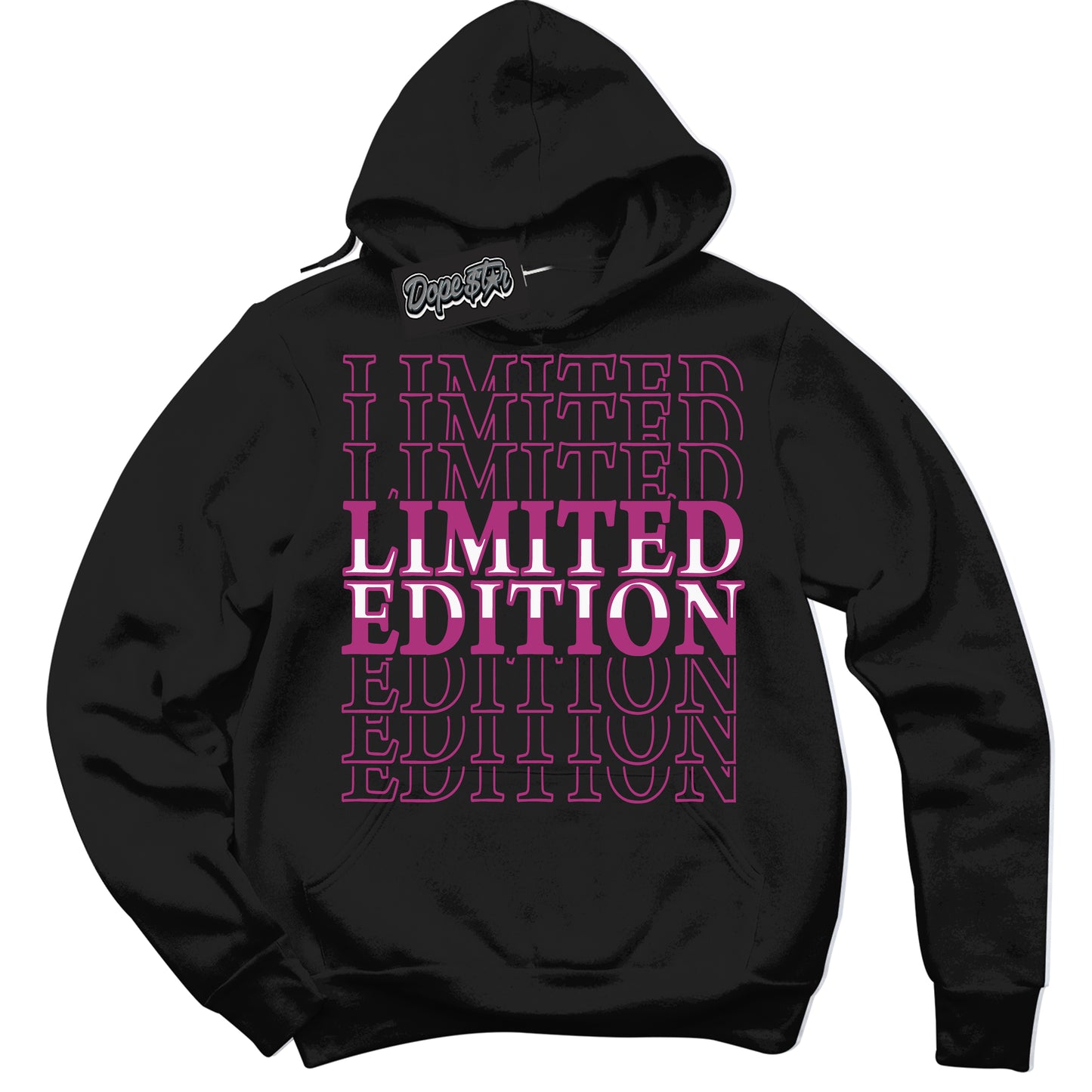 Cool Black Hoodie with “Limited Edition” design that Perfectly Matches Next Nature Hot Fuchsia Dunk.