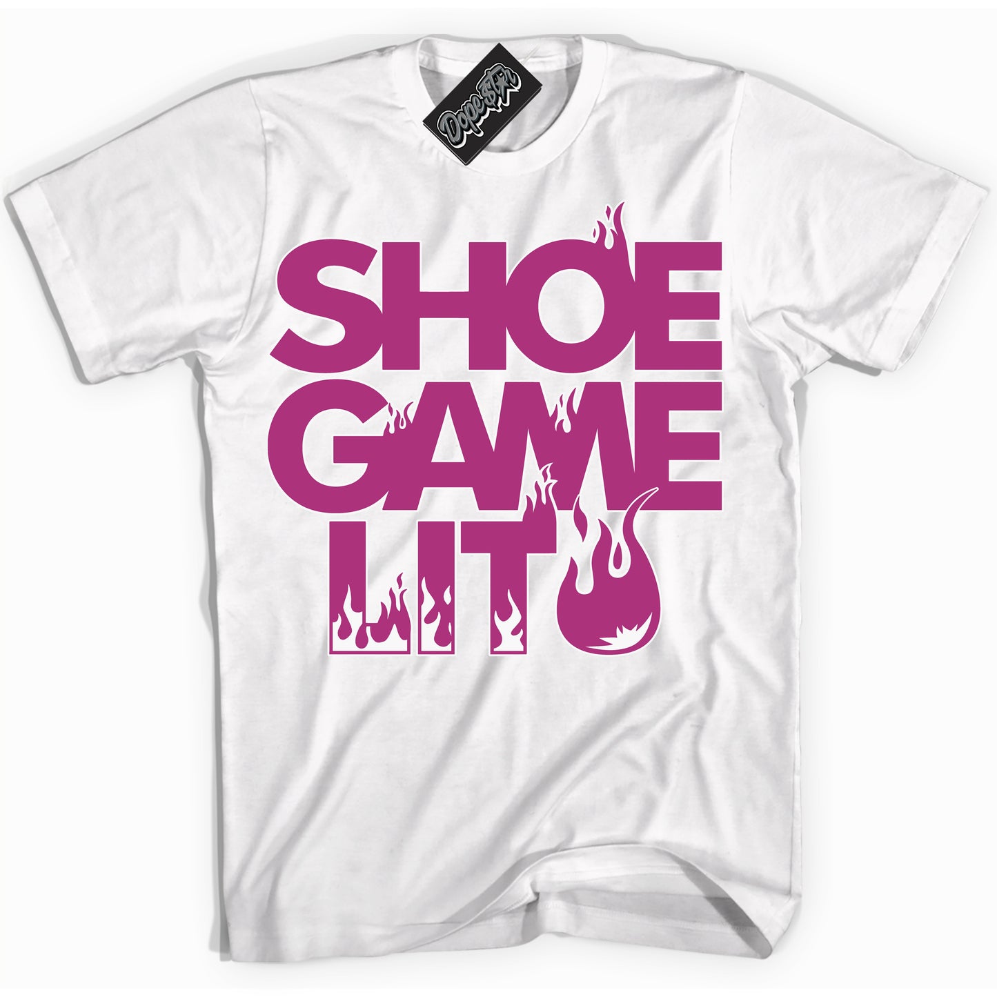 Cool White Shirt with “Shoe Game Lit” design that perfectly matches Next Nature Hot Fuchsia Dunk.