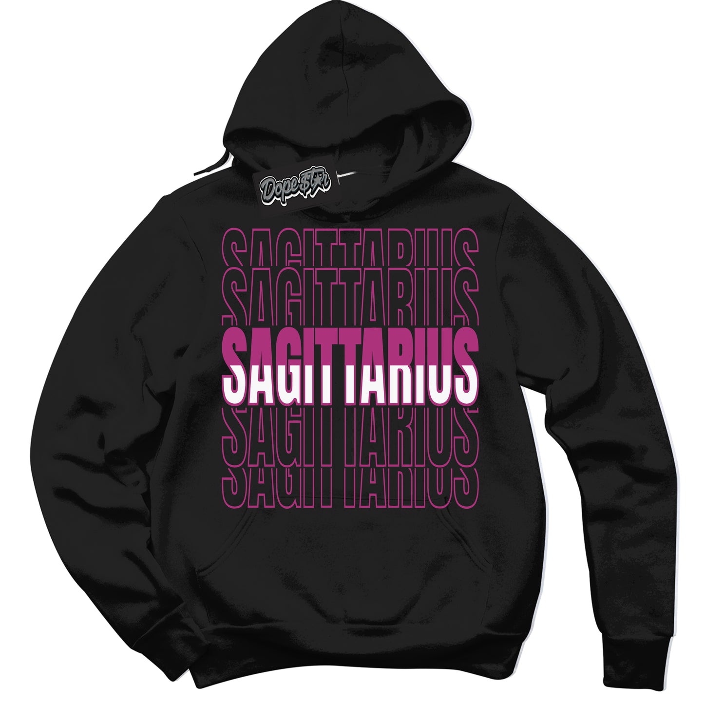 Cool Black Hoodie with “Sagittarius” design that Perfectly Matches Next Nature Hot Fuchsia Dunk.