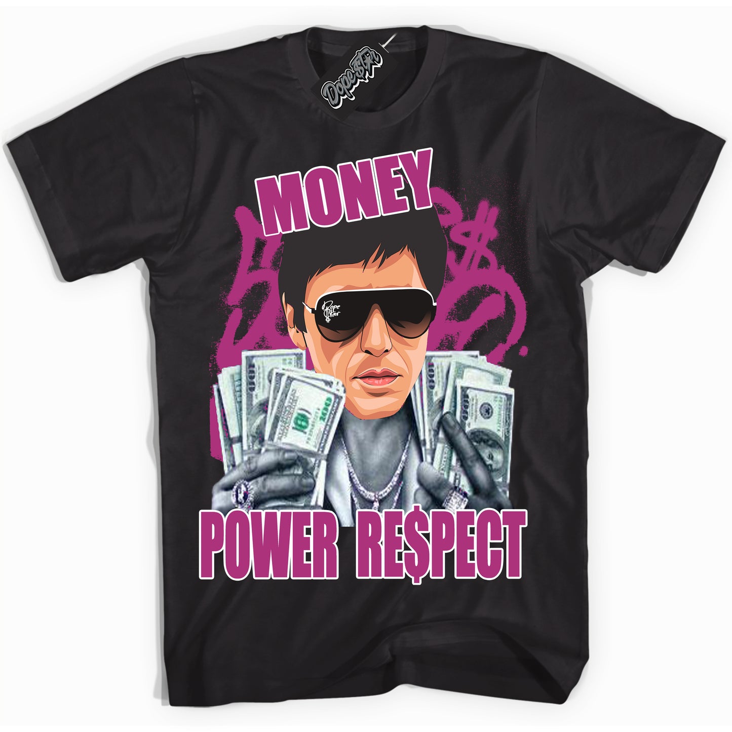 Cool Black Shirt with “Tony Montana” design that perfectly matches Next Nature Hot Fuchsia Dunk.