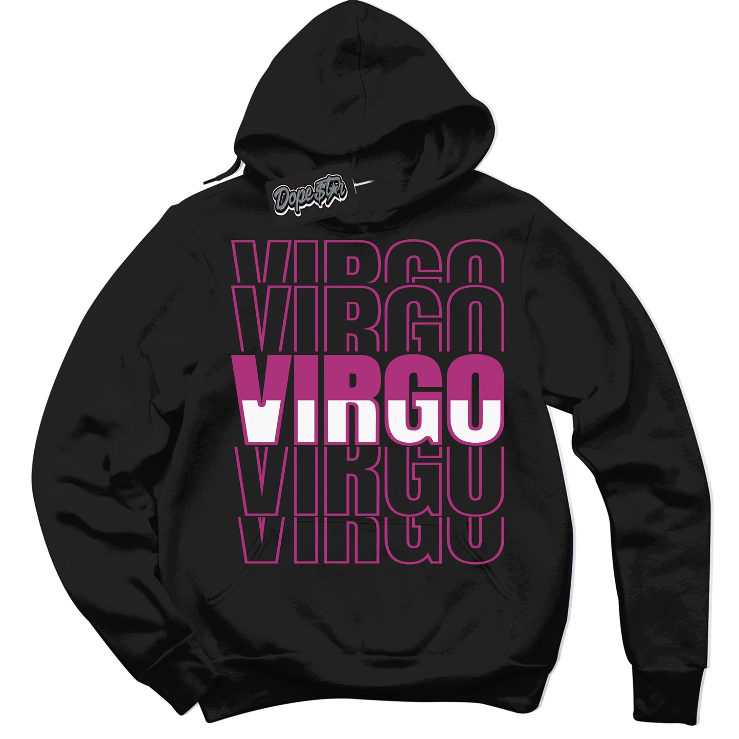Cool Black Hoodie with “Virgo” design that Perfectly Matches Next Nature Hot Fuchsia Dunk.