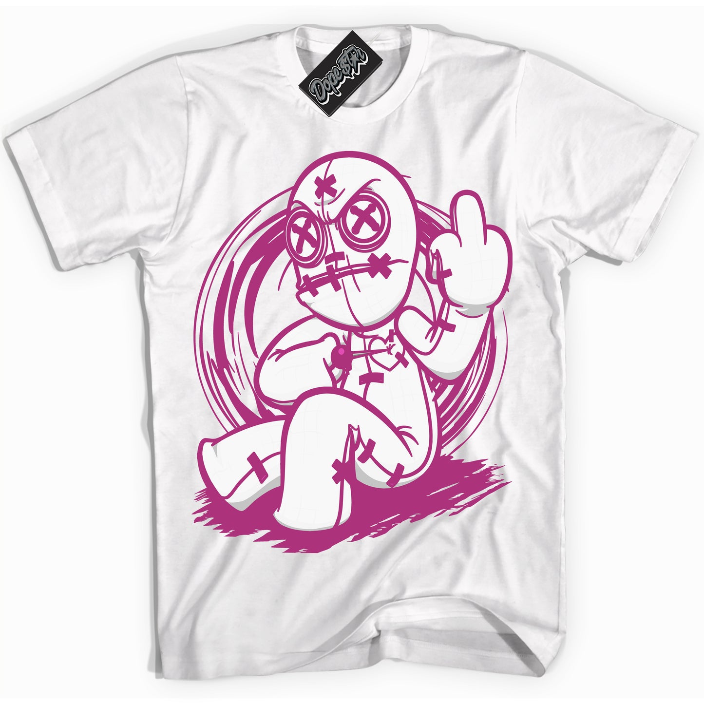 Cool White Shirt with “Voodoo Doll” design that perfectly matches Next Nature Hot Fuchsia Dunk.