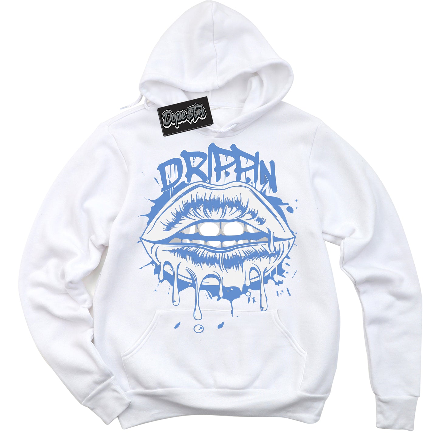 Cool White Hoodie with “ Drippin ” design that Perfectly Matches Polar Blue Dunk.