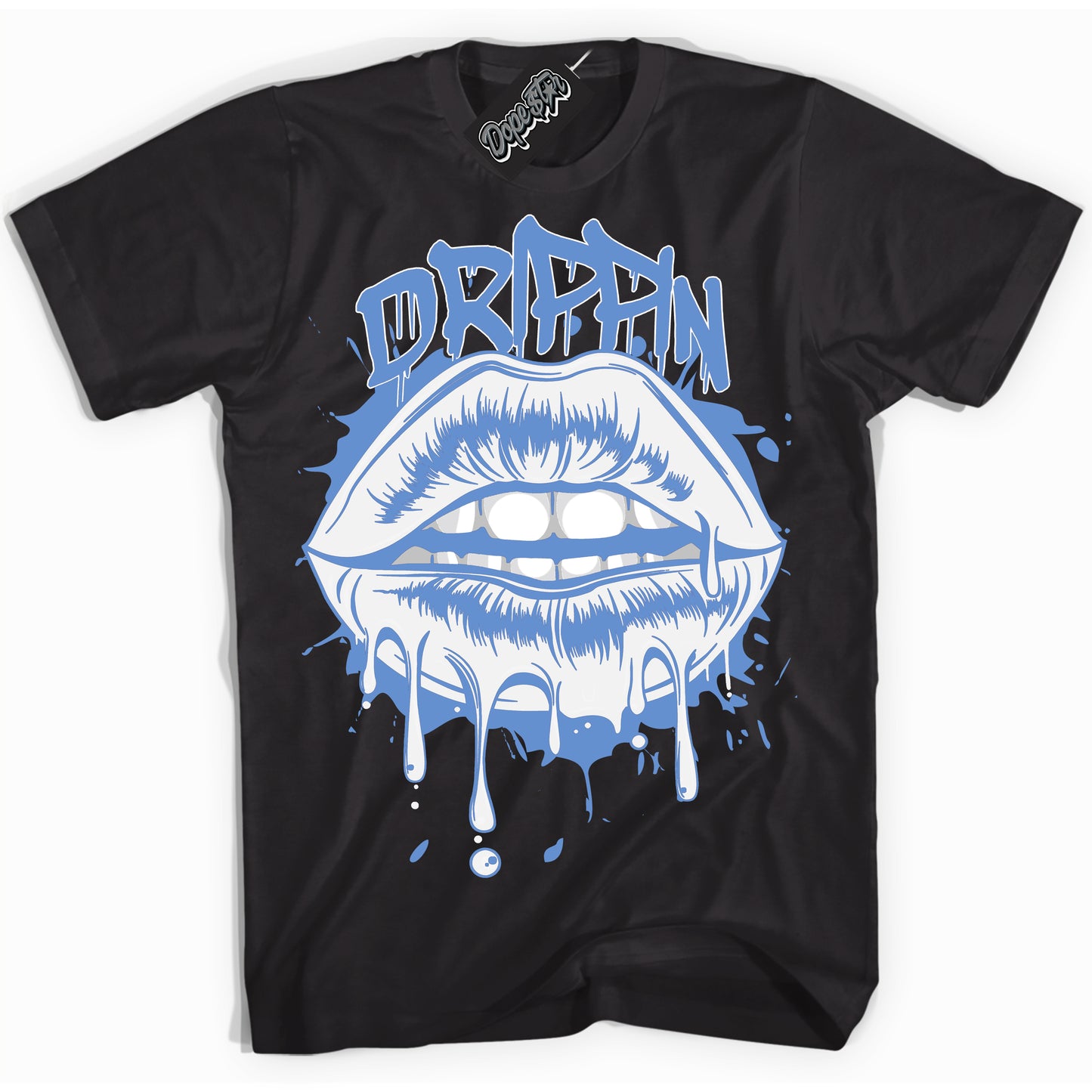 Cool Black Shirt with “ Drippin ” design that perfectly matches Polar Blue Dunk.