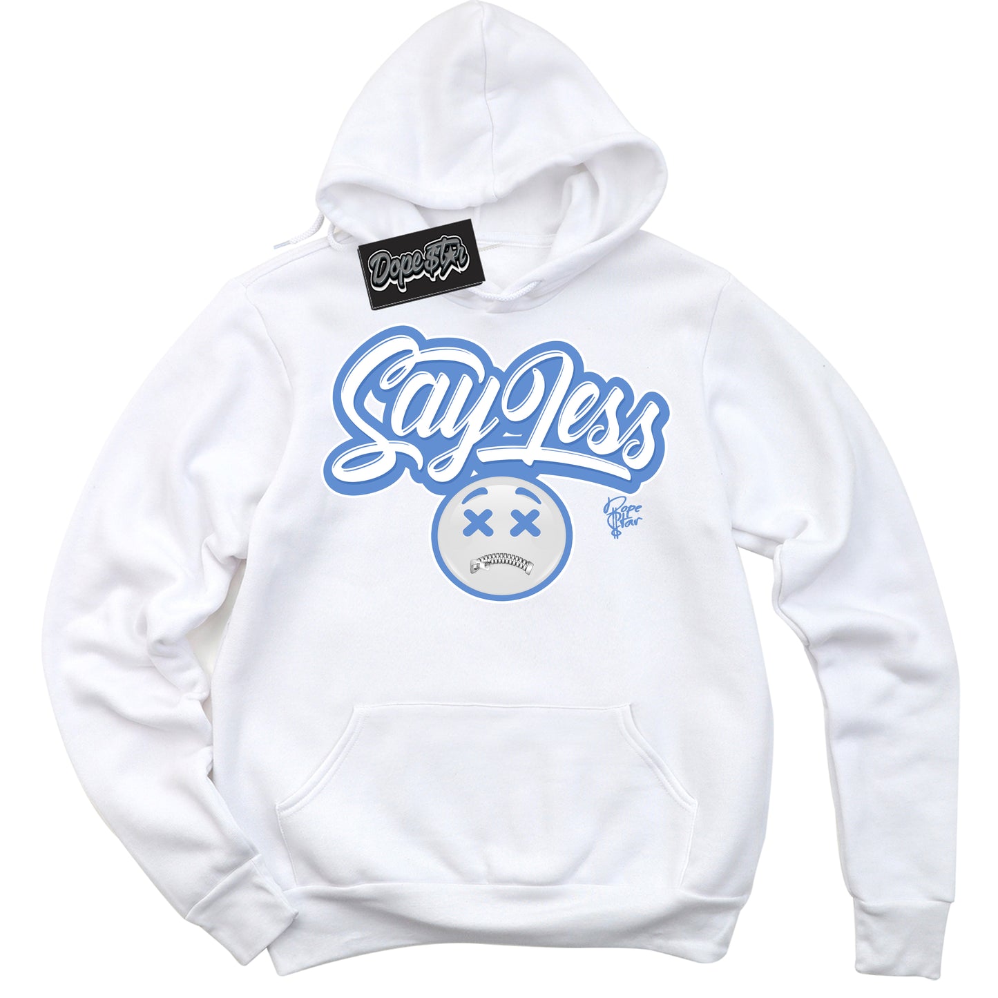 Cool White Hoodie with “ Say Less ” design that Perfectly Matches Polar Blue Dunk.