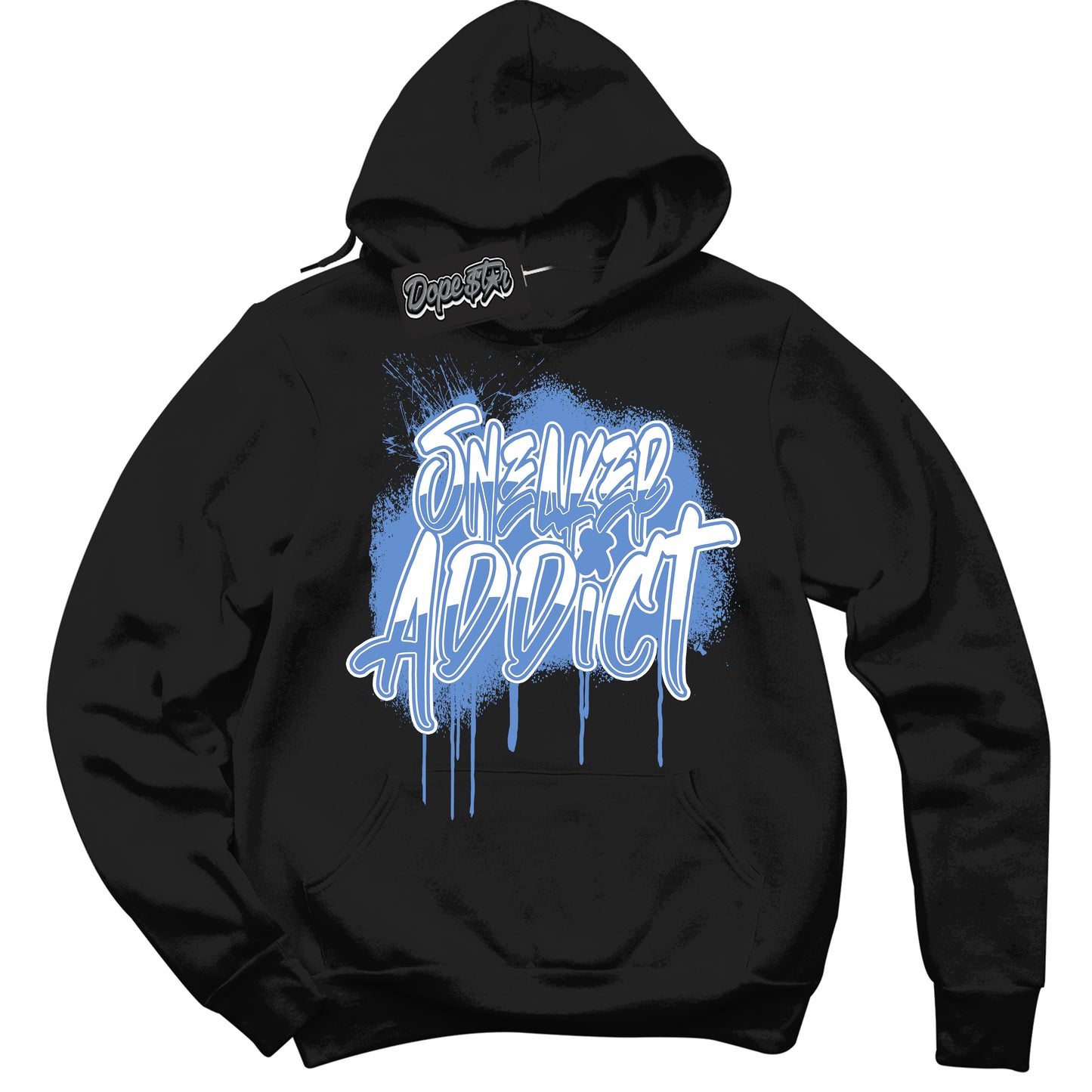 Cool Black Hoodie with “ Sneaker Addict ” design that Perfectly Matches Polar Blue Dunk.
