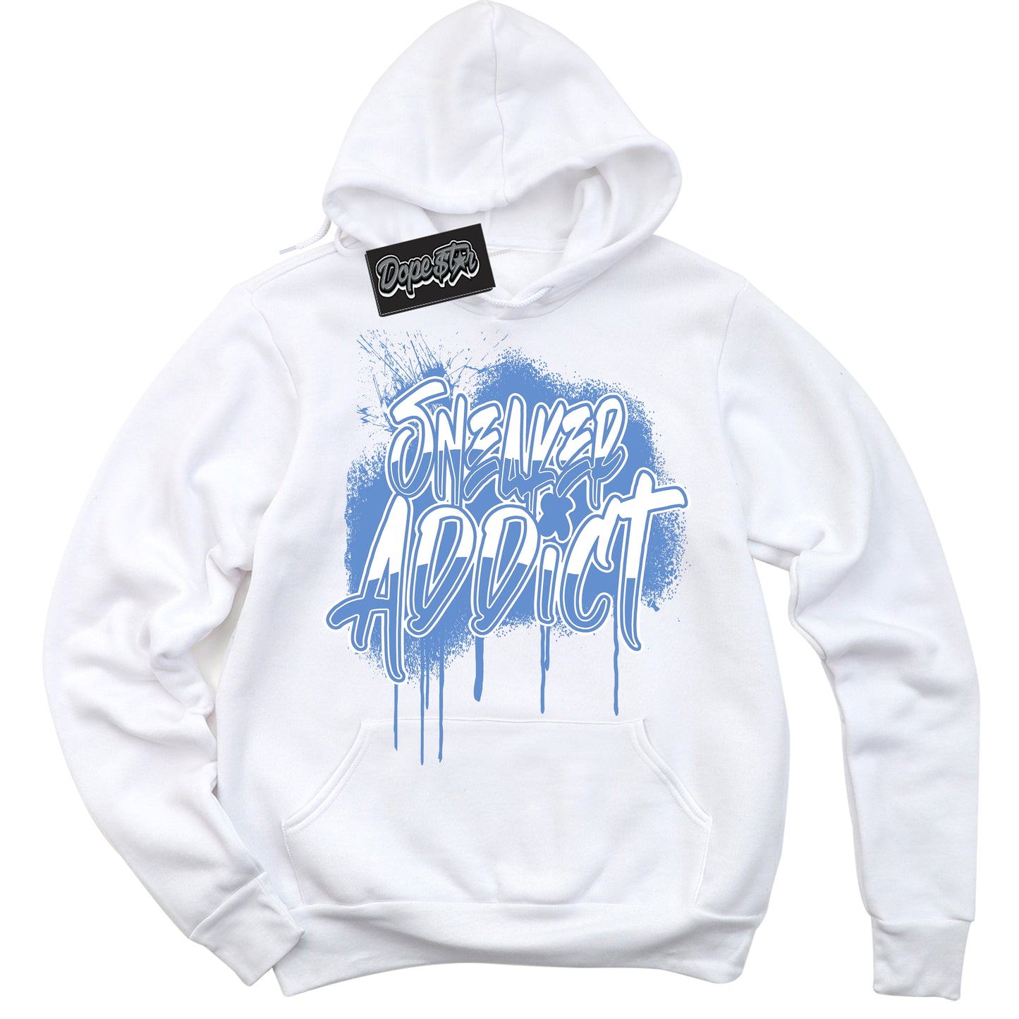 Cool White Hoodie with “ Sneaker Addict ” design that Perfectly Matches Polar Blue Dunk.